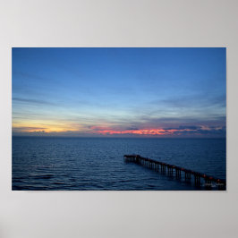 Miami Beach Ocean Sunrise Blue Ocean Landschap Poster