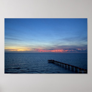 Miami Beach Ocean Sunrise Blue Ocean Landschap Poster