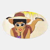  Miami Beach Ovale Sticker (Voorkant)