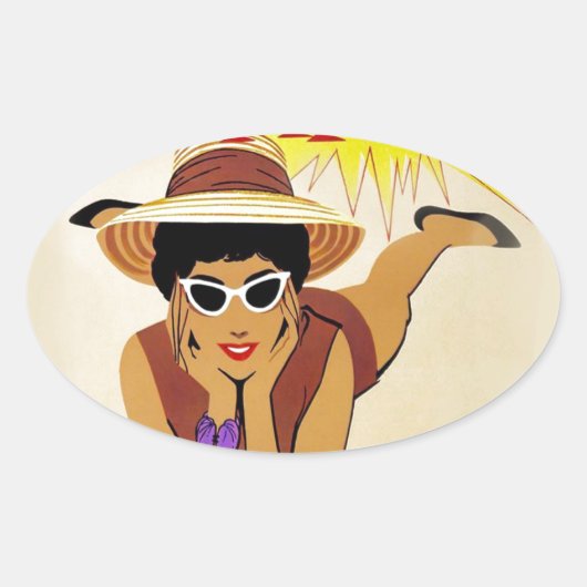  Miami Beach Ovale Sticker (Voorkant)