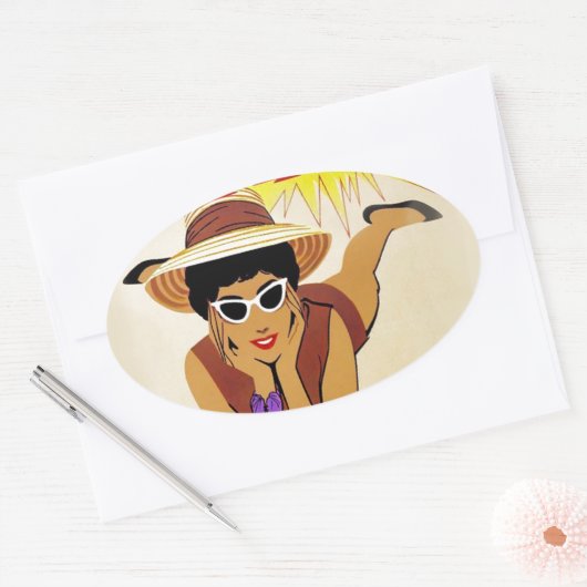  Miami Beach Ovale Sticker (Envelop)