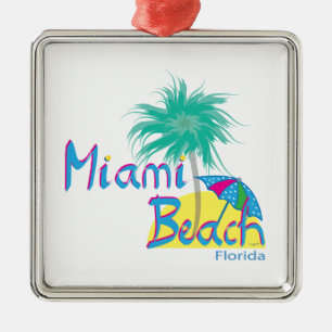 Miami Beach Palm en sun Metalen Ornament