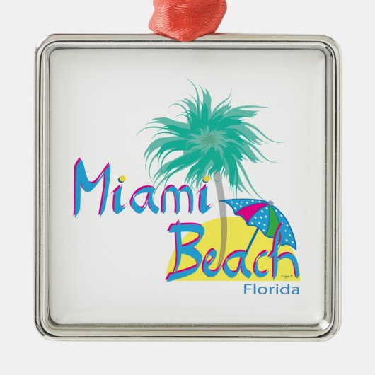 Miami Beach Palm en sun Metalen Ornament (Voorkant)