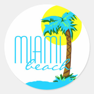 Miami Beach-Palm Tree Ronde Sticker