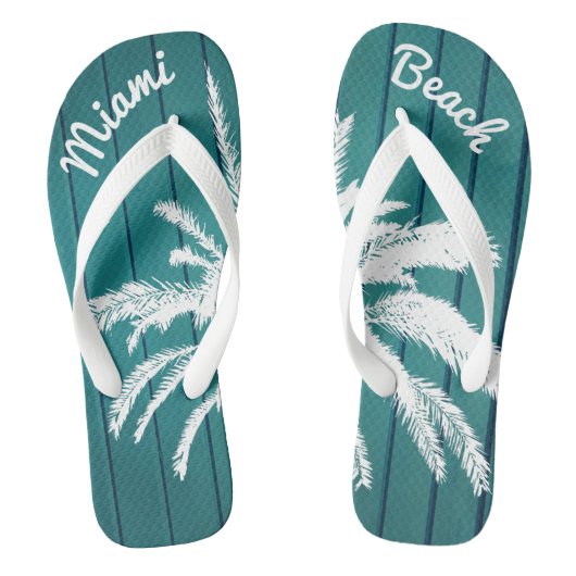 Miami Beach Palm Trees Blue en White Teenslippers (Voetbed)