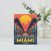 Miami Beach Palms Art Deco Briefkaart (Staand voorkant)