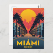 Miami Beach Palms Art Deco Briefkaart (Voorkant / Achterkant)