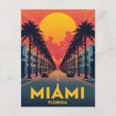 Miami Beach Palms Art Deco Briefkaart (Voorkant)