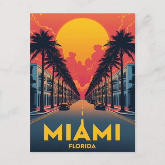 Miami Beach Palms Art Deco Briefkaart (Voorkant)