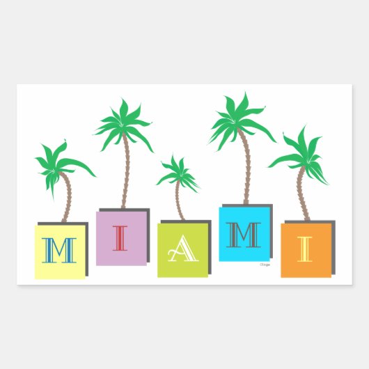 Miami Beach Palms Rechthoekige Sticker (Voorkant)