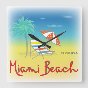 Miami Beach Palms Vierkante Klok