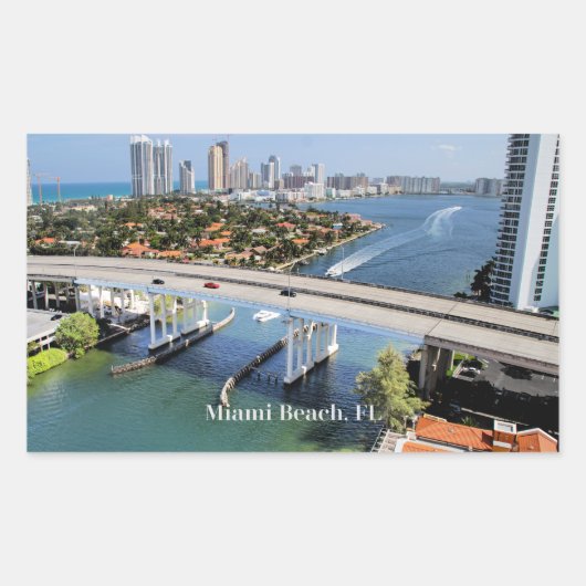 Miami Beach panoramisch uitzicht Rechthoekige Sticker (Voorkant)