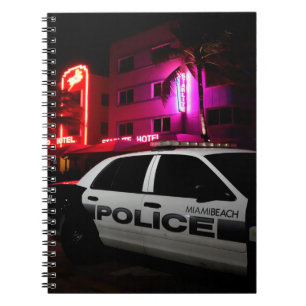 Miami Beach politieauto op Ocean Drive Notitieboek