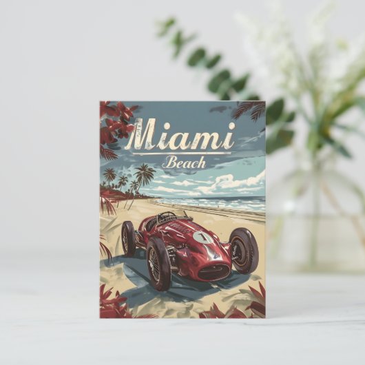 Miami Beach  raceauto Briefkaart (Staand voorkant)