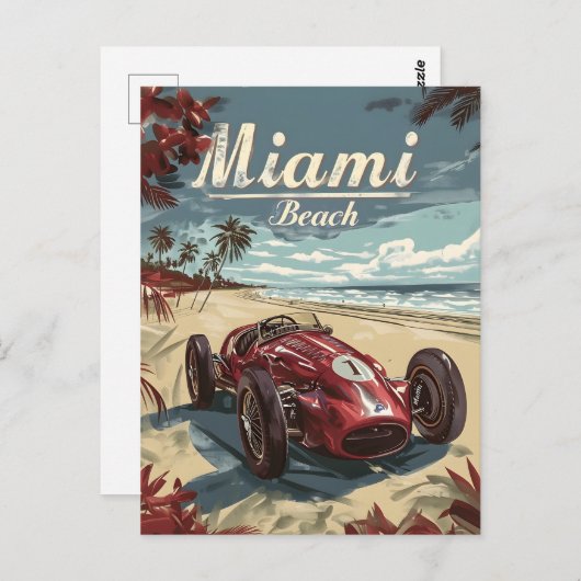Miami Beach  raceauto Briefkaart (Voorkant / Achterkant)
