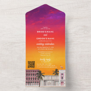 Miami Beach Regenboogrij Charleston Palm Bruiloft All In One Uitnodiging