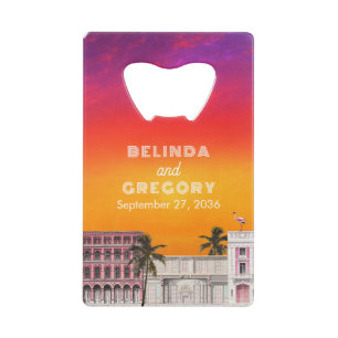 Miami Beach Regenboogrij Charleston Palm Bruiloft Creditkaart Flessenopener