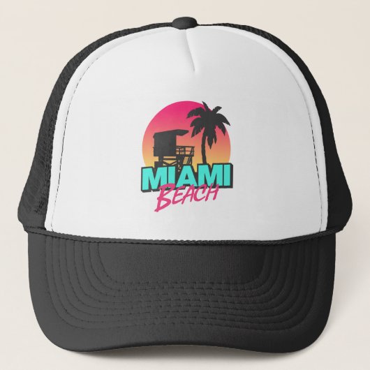 Miami Beach Reizen Vintage   Trucker Pet (Voorkant)