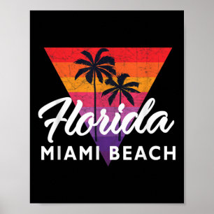 Miami Beach Retro Miami Driehoek 70s 80s T Poster