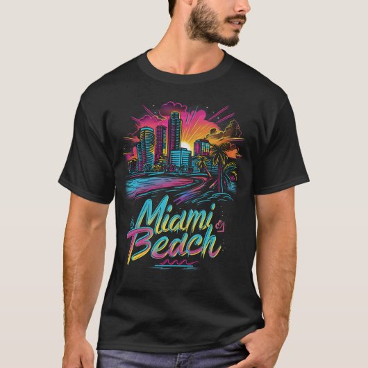 Miami Beach Retro Vibes T-shirt (Voorkant)