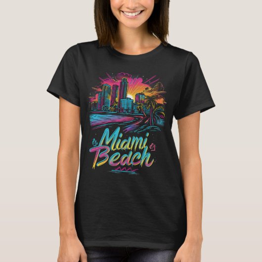 Miami Beach Retro Vibes T-shirt (Voorkant)
