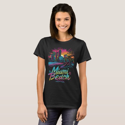 Miami Beach Retro Vibes T-shirt (Voorkant volledig)