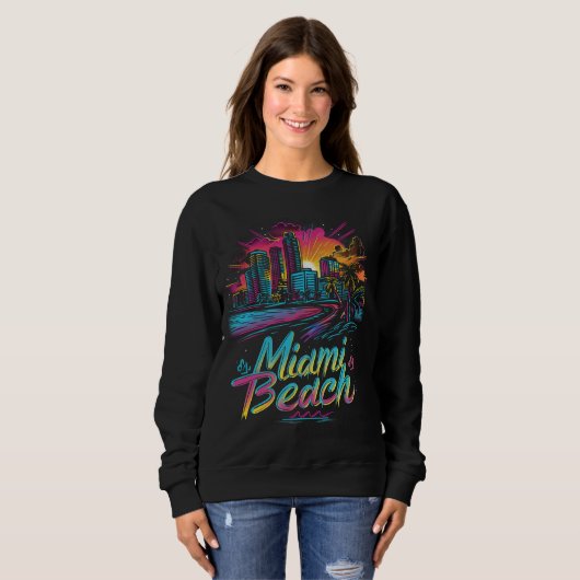 Miami Beach Retro Vibes Trui (Voorkant volledig)