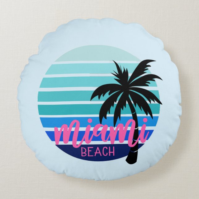 Miami Beach Rond Kussen (Voorkant)