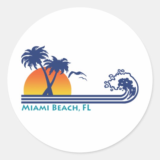 Miami Beach Ronde Sticker (Voorkant)