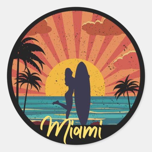 Miami Beach Ronde Sticker (Voorkant)