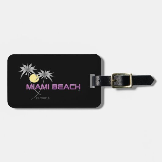 Miami Beach roze grijs Bagagelabel (Voorkant horizontaal)