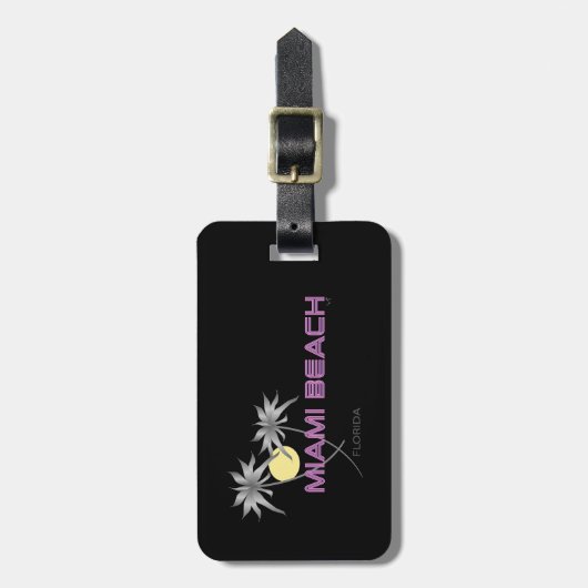 Miami Beach roze grijs Bagagelabel (Voorkant verticaal)