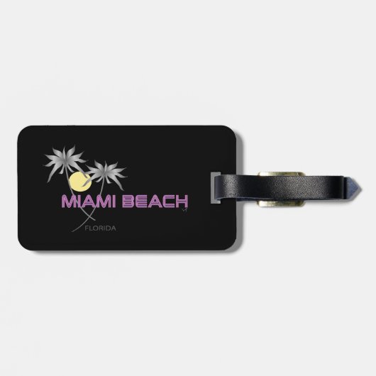 Miami Beach roze grijs Bagagelabel (Achterkant horizontaal)