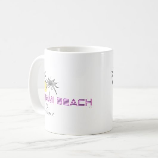 Miami Beach roze grijs Koffiemok (Voorkant links)
