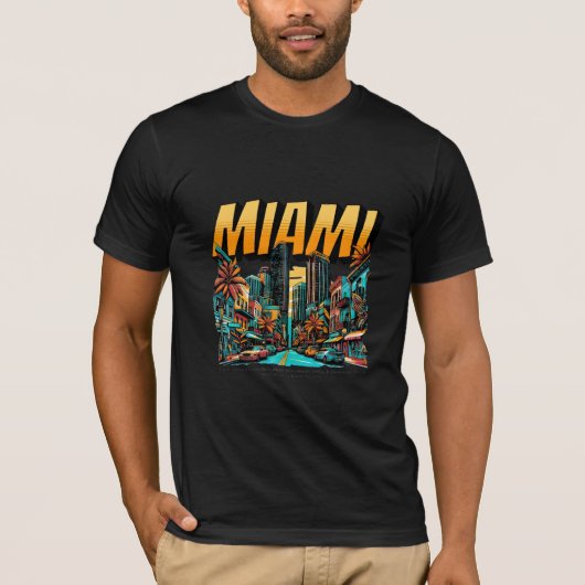 Miami Beach Silhouette Retro T-shirt (Voorkant)