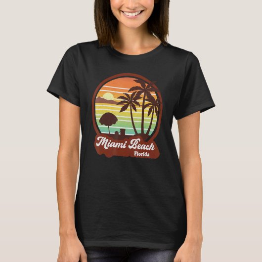 Miami Beach Souvenirs Florida  Retro 70s 80 T-shirt (Voorkant)