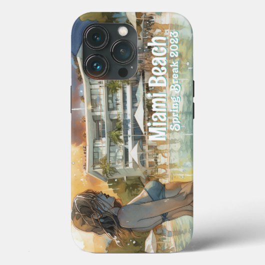 Miami Beach Spring Break Girl in Pool Waterverf Case-Mate iPhone Case (Achterkant)