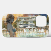 Miami Beach Spring Break Girl in Pool Waterverf Case-Mate iPhone Case (Achterkant (horizontaal))