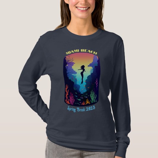 Miami Beach Spring Break Mermaid Reef T-shirt (Voorkant)