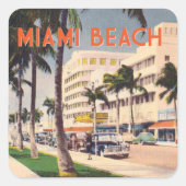 Miami Beach straatbeeld Vierkante Sticker (Voorkant)