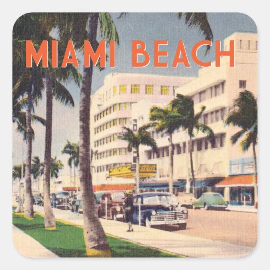 Miami Beach straatbeeld Vierkante Sticker (Voorkant)
