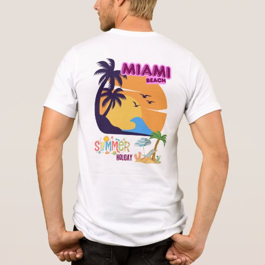 Miami Beach Summer Holiday – Retro Palm Tree Tri-Blend Shirt (Achterkant)