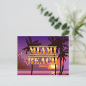 Miami Beach Sunrise en Palm Trees Briefkaart (Staand voorkant)