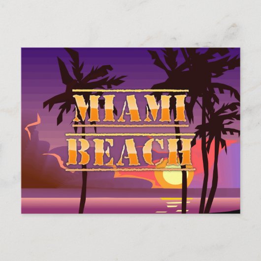 Miami Beach Sunrise en Palm Trees Briefkaart (Voorkant)