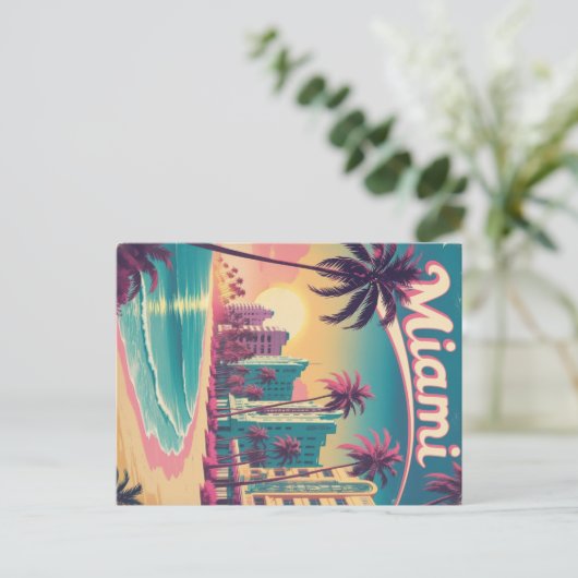 Miami Beach Sunset Briefkaart (Staand voorkant)