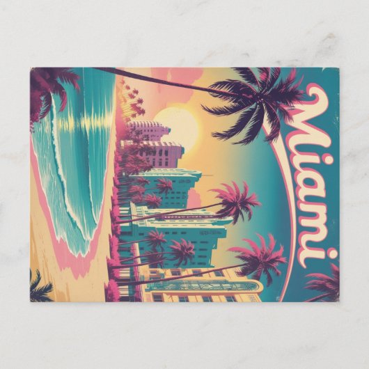  Miami Beach Sunset Briefkaart (Voorkant)