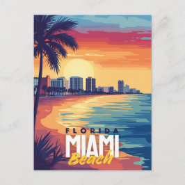 Miami Beach Sunset | Levendige kust van Florida Briefkaart