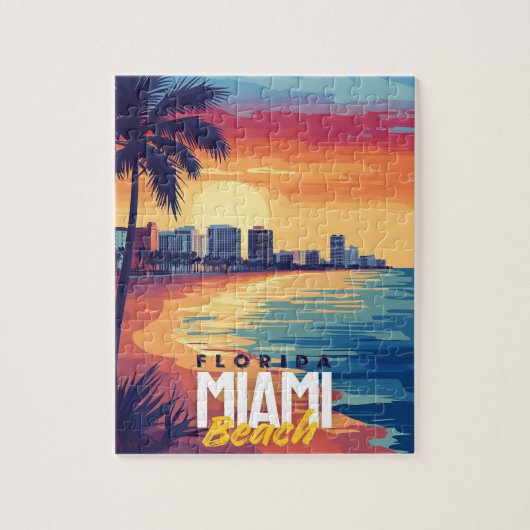 Miami Beach Sunset | Levendige kust van Florida Legpuzzel (Verticaal)