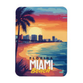 Miami Beach Sunset | Levendige kust van Florida Magneet (Verticaal)