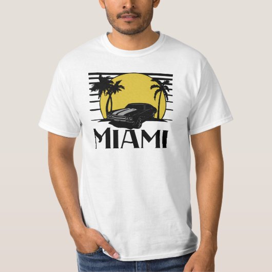 Miami Beach Sunset Surf Car T-shirt (Voorkant)